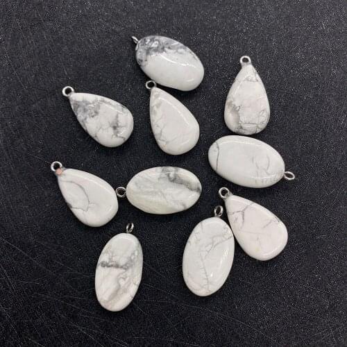 Natural Stone Spot Wholesale Egg-shaped Drop-shaped White Turquoise Crystal Pendant for DIY Handmade Fashion Jewelry Accessories