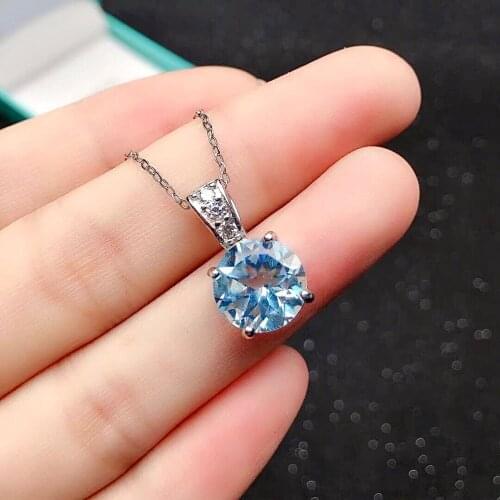 Simple Round Necklace Pendant for Daily Wear 10mm Natural Topaz Silver Pendant 925 Sterling Silver Topaz Pendant