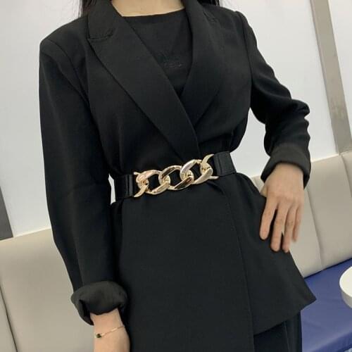 Gold Chain Belt Elastic Silver Metal Waist Belts for Women Ceiture Femme Stretch Cummerbunds Ladies Coat Ketting Riem Waistband