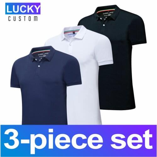 Mens Quick Dry Short Sleeve Breathable Sports Performance Polo Shirt 3 Piece - Classic Slim Selectable Yardage