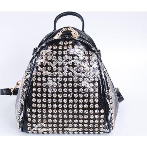 Backpack for Women 2021 New Style Fashion Diamond Backpack Boutique Genuine Leather Backpack Party Sac De Luxe Femme Marque Cc