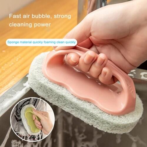 Homehold Sponge Brush With Handles Cleaning Bathtub Ceramic Tile Cleaner Glass Bathroom Sinks Floors Brush Kitchen Cleaning Tool