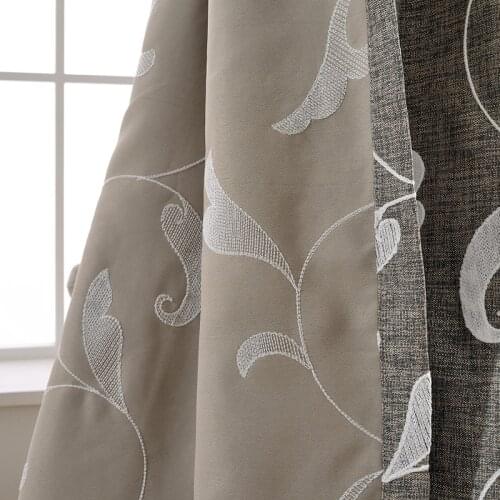 Pastoral style curtains modern simple leaf printing embroidered embroidery Curtains for Living Room Bedroom chinese curtains