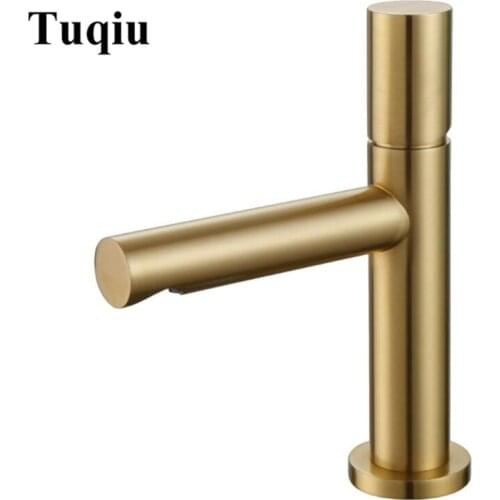 Basin Faucet Brass Brushed gold Bathroom Faucet Sink Mixer Tap Vanity Hot Cold Water Bathroom Faucets New Arrival Fashion