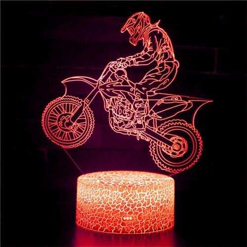 LED Night Lights Riding Mountain Motorcycles 3D Touch illusion Lamp 7-color Change USB Table Lamps Home Office Decor Gift Light