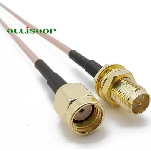 ALLISHOP RP SMA WiFi wireless router Antenna extension cable RF feeder RP SMA male to RP SMA female RG316D Double shield silver