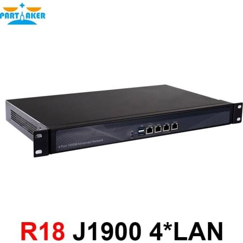 Partaker R18 Router Mikrotik Firewall Appliance Hardware with J1900 4 Ethernet Cabinet Type Fanless Version 2GB Ram 32GB SSD ROS