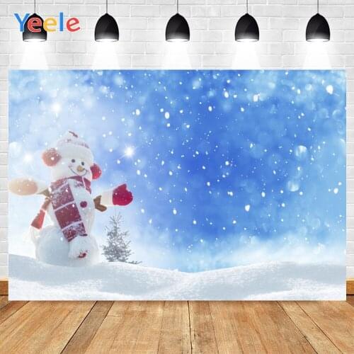 Yeele Christmas Light Bokeh Backgrounds For Photography Winter Snow Snowman Gift Baby Newborn Portrait Photo Backdrop Photocall
