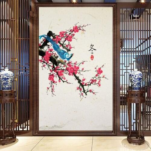 Shading Frosted Glass Sticker Translucent Opaque Toilet Film Balcony Window Sticker Anti-lighting Chinese Flower