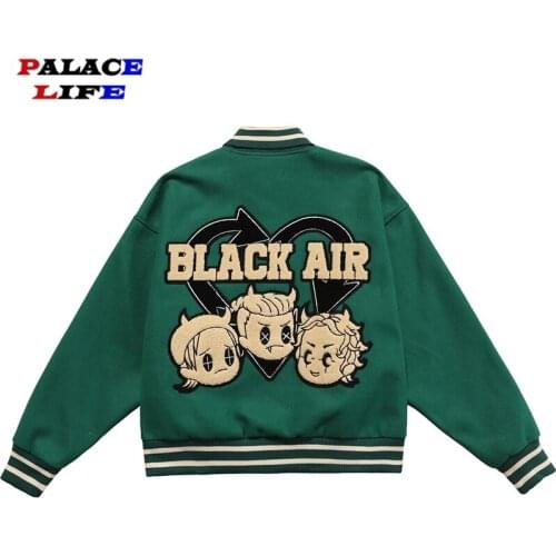 Mens Varsity Jacket Cartoon Portrait Embroidery Bomber Jacket Hip Hop Streetwear Harajuku Women Baseball Jacket Coat Autumn 2021