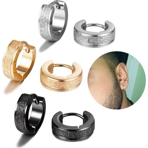 1 Pair Punk Metal Hoop Earring for Women Men Jewelry Frosted Round Circle Earring Simple Party Earrings Jewelry Accessories