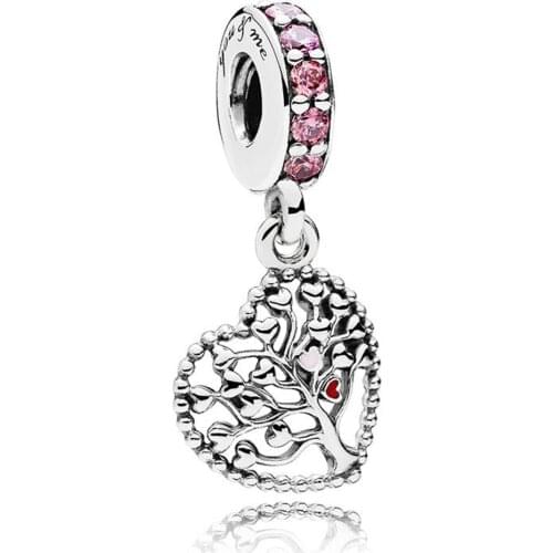 100% Real 925 Sterling Silver Charms Tree Of Love Dangle Charms Fit Original Bracelet Diy Jewelry