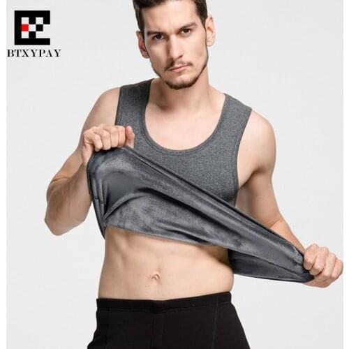 100p Men Winter Plus Velvet&Body Sculpting Warm Vest Tank Tops,Cotton Bottoming Bodywarmers Slim Fit Thermal Underwear Big Yards