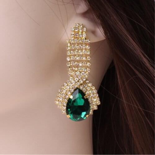 2018 new fashion earrings European and American fashion sparkling water drops crystal earrings pendant long earrings jewelry