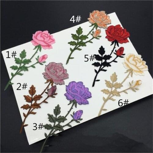 3pc Rose embroidery clothing Iron on patch paste scarves embroidered chapter decals Hot fix Rose Applique 13.5X5CM BJ0227