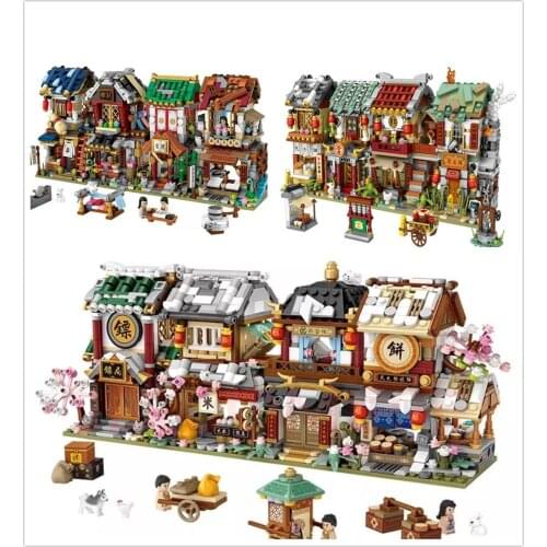 4pcs/set LOZ mini Blocks Kids Building Toys Boys Girls Puzzle Adult Gift Chinatown Store 1722-1725 1733-1736 1741-1744 no box