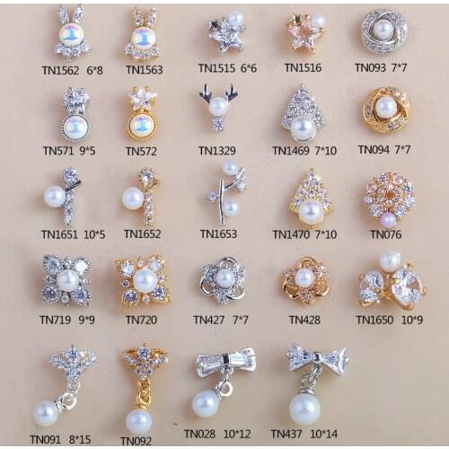 5pcs 3D alloy Pearl Zircon Nail art Accessories luxury zircon crystal big nails jewelry top-level nail beauty Charms