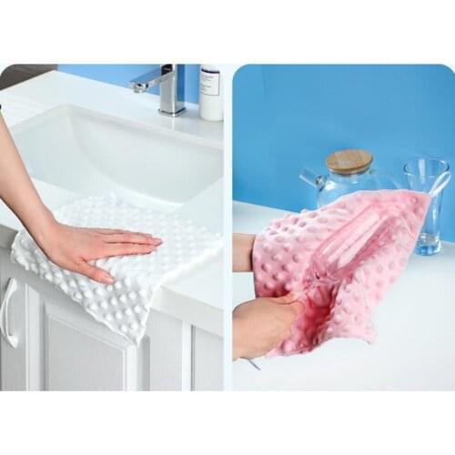 80%HOTHand Towel Hanging Design Strong Absorption Microfiber Double Layer Soft Hanging Towel for Kitchen