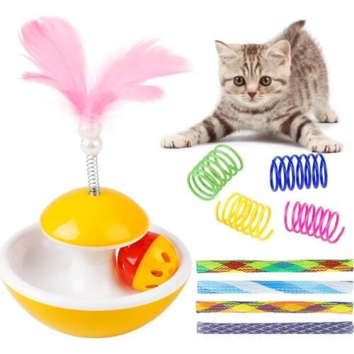 9PCS Legendog Cat Interactive Toy Funny Kitten Tumbler Toy Spring Tube Toy Cat Spring Toy Cat Favor Ball Toy Feather Toy