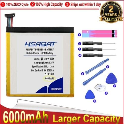 HSABAT 0 Cycle 5200mAh C11P1510 Battery for ASUS ZenPad S 8.0 Z580CA Tablet PC Replacement Accumulator