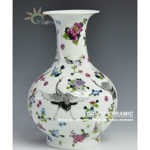 Free Shipping Special Jingdezhen craft Ceramic Porcelain Luminous Crane vases