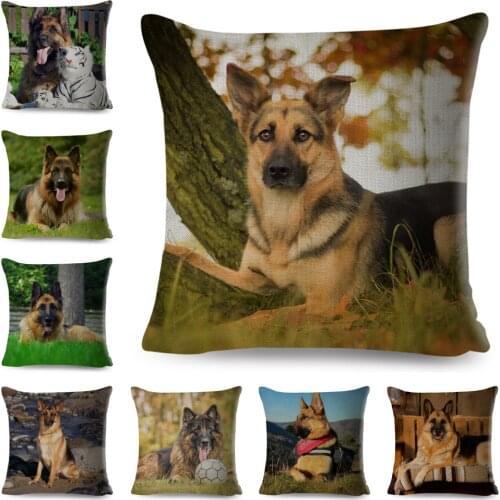Pet Animal Pillow Case Covers Decor German Shepherd Dog Cushion Cover for Sofa Home Chidren Room Linen Pillowcase 45*45cm