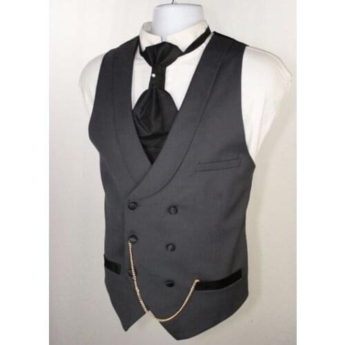 Double Breasted Dark Gray Vest for Men Suit Waistcoat with Shawl Lapel One Piece Custom Man Suit Vests New Arrival Europen Size