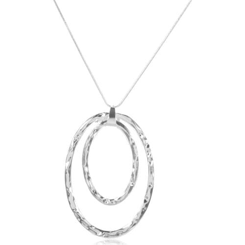 Geometric Necklace Long Necklaces Women Chain Ladies Pendant Girls Jewelry Silver Color Trendy Elegan Zinc Alloy Metal Collares