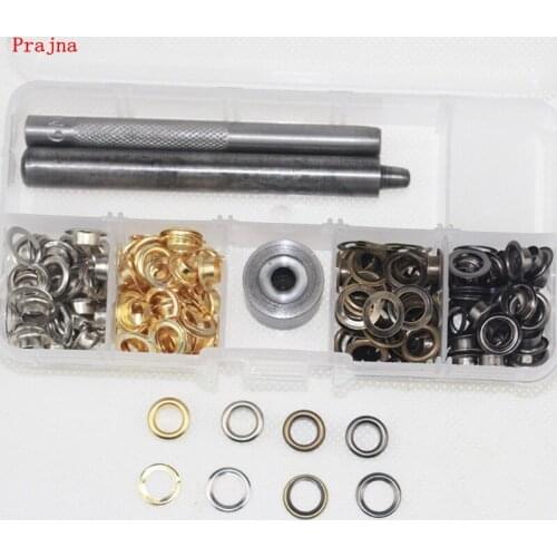 Prajna 120 Sets Eyelet 3PCS Rivet Installation Tools Mix Color Eyelets Metal Copper Four-button Button Jacket Dark Buckle 6MM