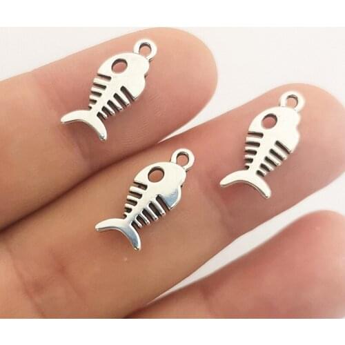JINDINSP 20pcs 18*7mm Antique Silver Color Fish Bone Charms Pendant For Jewelry Making DIY Jewelry Findings