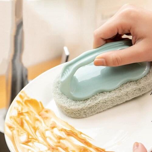 Kitchen Scrub Sponge Handheld Reusable Dish Scrub Sponge Hand Scrubbing Cleaning Brush Non Stick Pot Cleaning Sponges