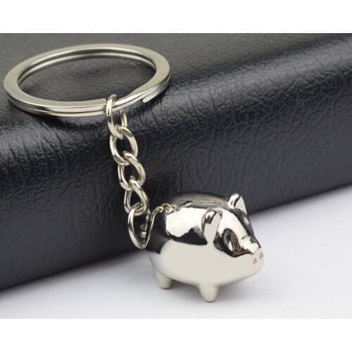 Cute Exquisite Small Pig Keychain Fashion Bag Charm Accessories Alloy Car Key Holder Pet Animal Pendant Bag Key Chain Gift