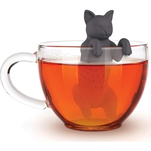 1pc Cat Reusable Silicone Tea Infuser Creative Cut Cat Tea Strainer Leaf Herbal Spice Filter Strainers Reusable Filter Tea Set