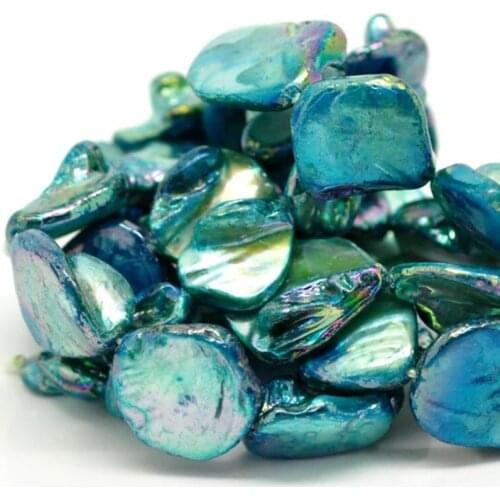 Fashion blue AB irregular shell loose beads diy shell beads 11-13mm one strand nb232