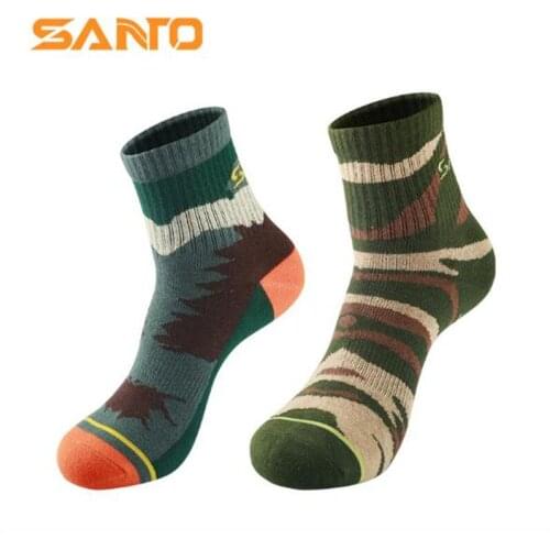 Men Sports Socks (3 Pairs/lot) SANTO/S007 Cotton Quick Dry Male Socks Warm Camouflage Outdoor Hiking Socks