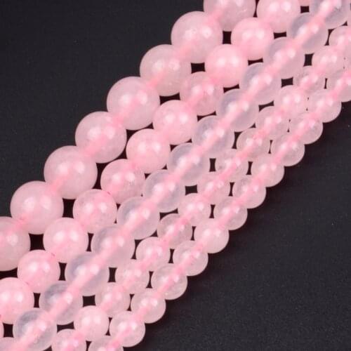 Natural Round Rose Quartzs Pink Crystal Stone Loose Beads For Jewelry Making 4 6 8 10 12mm 15" Spacer Charm Beads Diy Bracelet