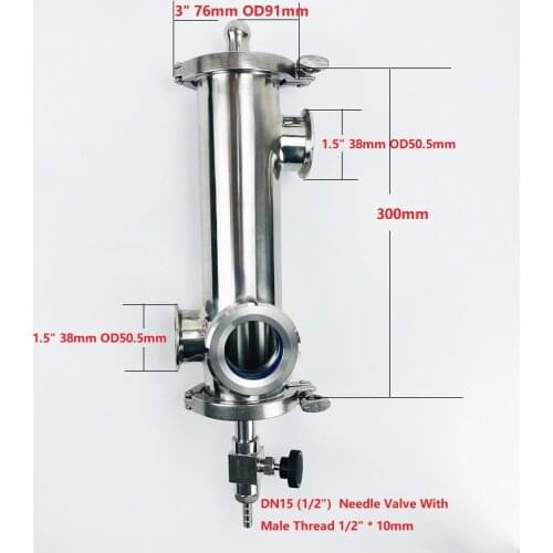 New Type 3"(76mm)OD91 Gin Basket Set For Distillation,2*Side Ports 1.5"(38mm)OD50.5 With Filter Of V-680ml,Length 300mm SS304
