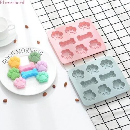New Soap Form 6 Holes Cat Claw Bone Cake Chocolate Silicone Mold Microwave Oven Baking Ice Tray Mold Pudding Jelly Mold Baking