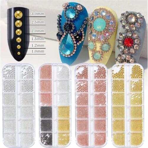 New 12 Grids Glitter Nail Art Caviar Beads Micro Tiny Mixcolor Studs Acrylic UV Gel Tips Decoration