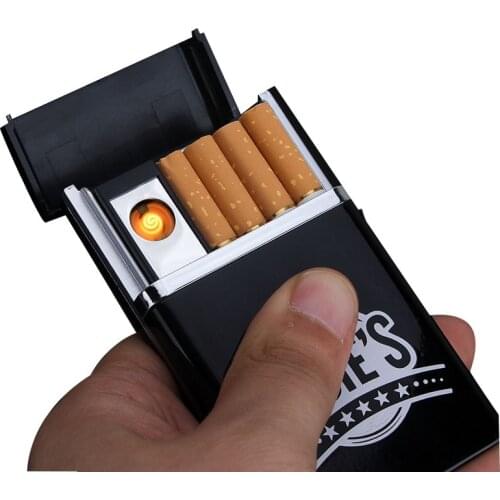 Creative Cigarette Case with Usb Lighter Charging High-end Fashion Gift Anti-pressure Cigarette Case Men Advertising Gift Custom
