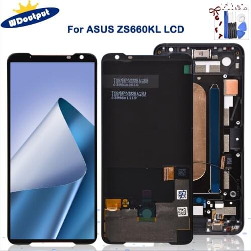 Original New For ASUS ROG Phone 2 Phone2 ZS660KL AMOLED LCD Display Screen+Touch Panel Digitizer Assembly Repairs With Frame