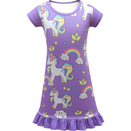Girls Unicorn Dress Summer Kids Princess Cartoon Frocks Baby Homewear Pajamas Party Costume Children Vestidos Toddler Nightdress