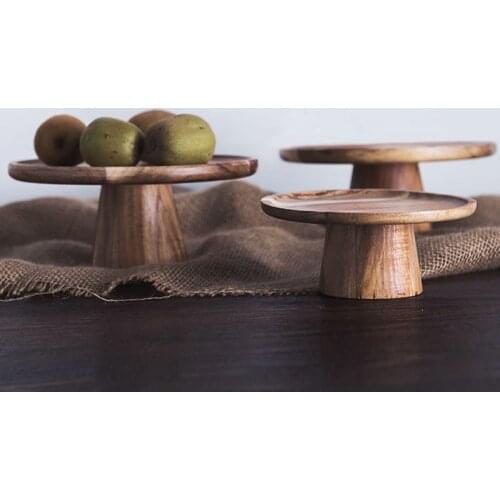 Cake tray solid wood retro tall creative modern Japanese-style plate afternoon tea personality fruit dessert table