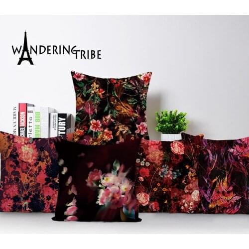 Luxury Cushion Red Flower Decorative Cushions For Sofa Multi Colourful Cushion Covers Custom High Quality Pillowcase Blue