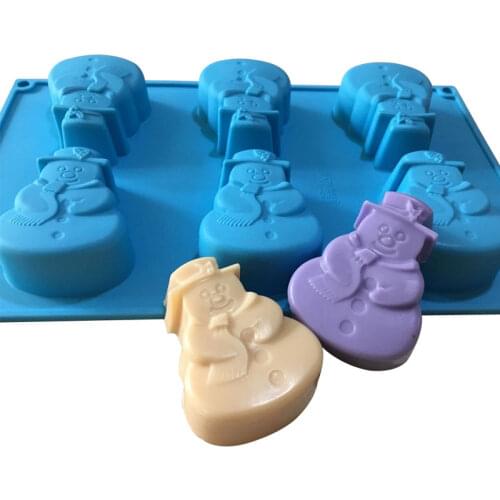 6 Cavity Snowman Silicone Cake Baking Pan Cupcake Muffin Cup Soap Diy Mold Chocolate Mould Dessert Ice Cream Soap Making Mold