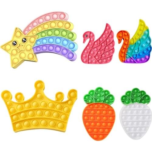 Silicone Carrot Funny Push Bubble Sensory Squeezing Toy Anti-stress Relaxing Fidget Autism Push Bubble Toys for Adults Kids