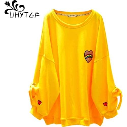 UHYTGF Oversized Hoodie Women Jacket 2021 Fashion Embroidery O Neck Casual Autumn Winter Sweatshirt Long Sleeves Loose Tops 1741
