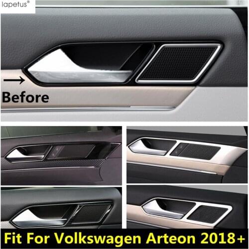 Lapetus Inner Door Handle Bowl Frame Cover Trim Silver / Black Stainless Steel Interior Kit For Volkswagen Arteon 2018 - 2020