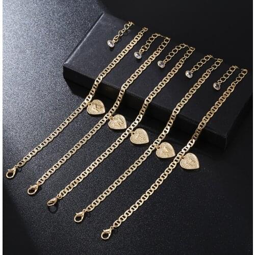 Hot sale 26 alphabet Golden Heart Woman Anklet Bracelet Full name Sandy beach Fashion Foot ring Female sex Jewelry accessories