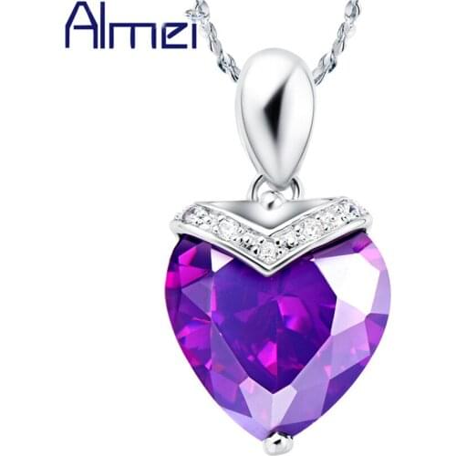 Almei Choker Necklaces for Women Girlfriends Love Heart Silver Color Accessories Chain Necklaces & Pendants Fashion Jewelry N547